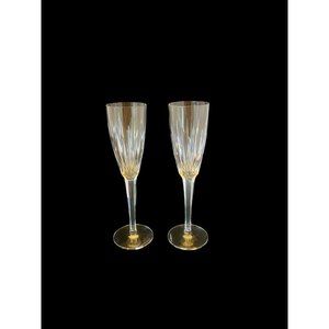 2 Dartington 24% Lead Crystal Champagne Glasses Pair Collectible Bride & Groom